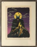 Bob Kane, Batman with Castle. Signed Lithograph.