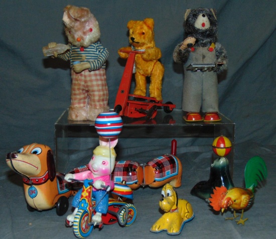 8Pc Tin Wind-up & Friction Toy Group