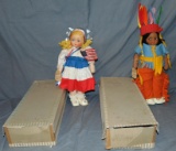 Lot of Two Cloth Faced Dolls Boxed.