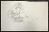 Moses Soyer, Pencil Signed Figure Study