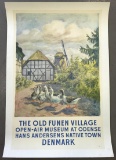 c.1950's Old Funen Village Denmark Travel Poster