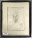 Raphael Soyer, Signed Self Portrait Drawing