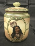 Rare Native American Nippon Moriage Tobacco Jar