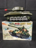 Boxed Battery Op M-48 Army Tank, Tin Litho, Japan