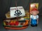 (2) Boxed Battery Op Toys, Pirate Ship & Monkey