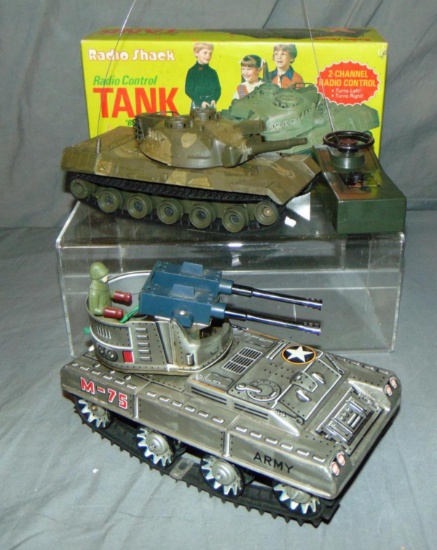 Lot of 2 Battery Operated Tank Toys