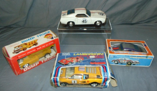 Lot of 4 Battery Operated Toy Vehicles, Some Boxed