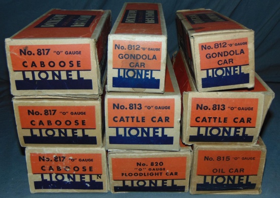 9 EMPTY Late Lionel 800 Series Car Boxes