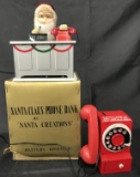 Boxed Battery Operated Santa Claus Phone Bank.