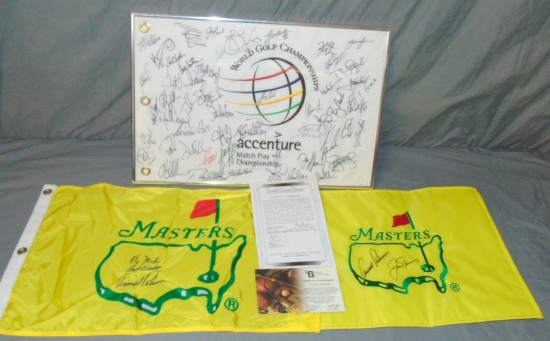 Lot of 3 Signed Golf Flags/Banners