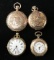 (4) Antique Ladies Gold Case Pocket Watches