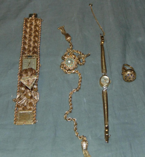 14Kt Gold Jewelry Lot. Watches.