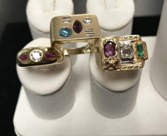 18 Kt Gold Ring Lot of 3