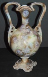 Nippon Plum Pattern Moriage Bolted Vase.