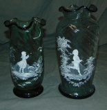 Mary Gregory Glass. Vases (2)