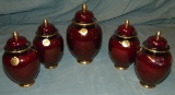 Carlton Ware. Rouge Royale Ginger Jars. (5)