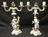 Pair Meissen Figural Allegorical Candelsticks