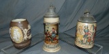 (3) German Painted Beer Steins