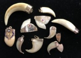 10 Kt & 14 Kt Gold Capped Claws, & Tooth Pendants