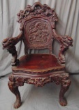 Carved Japanese Dragon Emperor Chair