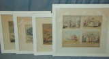 (4) Color Engravings by Thomas Rowlandson