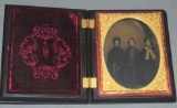 Quarter Plate Tintype, 3 Women Wearing Bonnets