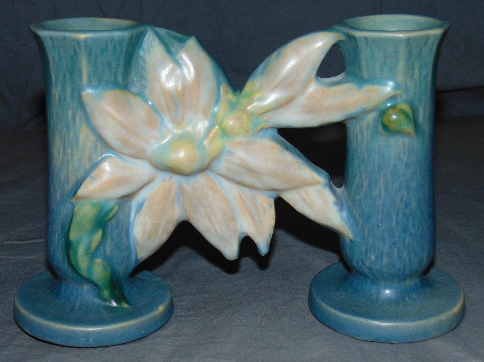 Roseville Pottery Clematis Double Bud Vase 194 5 Art Antiques