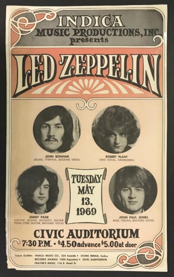 Led Zeppelin 1969 Hawaii Concert Poster