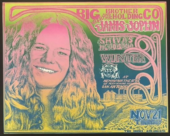 Janis Joplin 1968 Texas Concert Poster