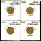 Lot of Four U.S. Gold 2 1/2 Dollar Coins.