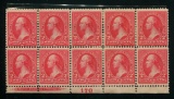 United States #252 Plate Block of Ten.