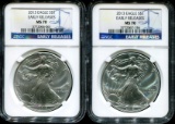 (2) 2013 $1 Silver Eagles, Early Releases NGC MS70