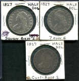 U.S. 1827 Half Dollar Lot of Three.