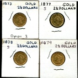 Lot of Four U.S. Gold 2 1/2 Dollar Coins.