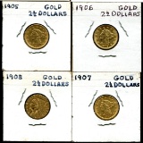 Lot of Four U.S. Gold 2 1/2 Dollar Coins.