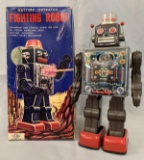 Japanese Tin Litho Battery Operated Fighting Robot