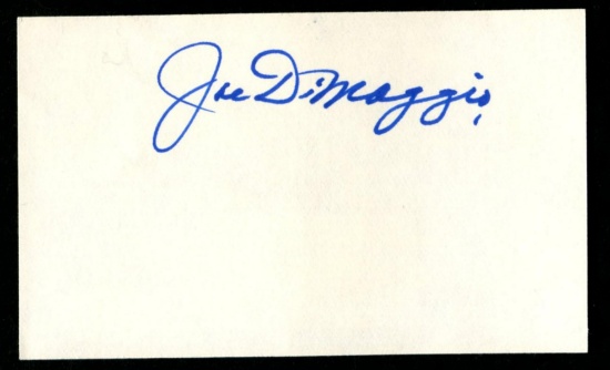 Signed Joe DiMaggio Index Card.