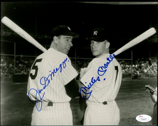 DiMaggio and Mantle Signed 8 x 10 Photo.