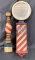 Lot of 2 Novelty Hanging Barber Pole Items