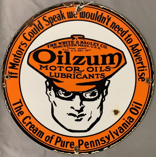 Oilzum Motor Oils Porcelain Advertising Sign