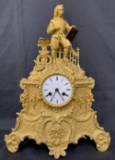 Dore Bronze French Mantle Clock, Medaille Dargent