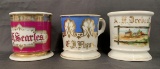 Lot of 3 Decorative Shaving Mugs