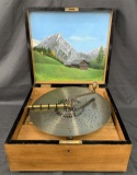 Kalliope Music Box with Disc, & Painted Lid