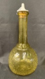 Yellow Green Crackle Glass Barber Bottle