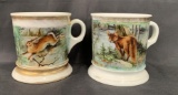 Lot of 2 Full Wrap Woodland Scene Shaving Mugs