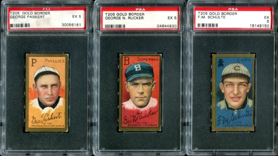 T-205 Lot of Three PSA Graded 5 Cards.