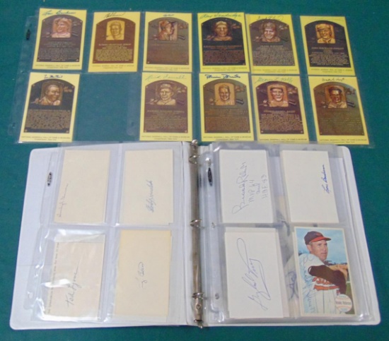 Signed Baseball HOF Plaques, Index Cards, & More