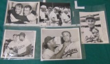 (5) Original Baseball Press Photos, Mantle, Etc