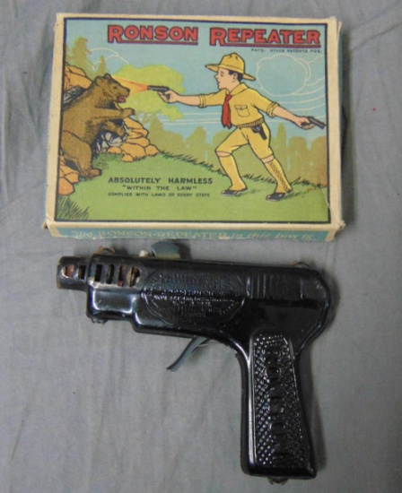 Ronson Repeater Cap Pistol Boxed.