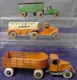 3 Clean TootsieToy Prewar Mack Trucks